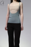 SWAYING/KNIT Contrasting Silk Tank Top SW23SS1T30 Dark Blue/Apricot ps59